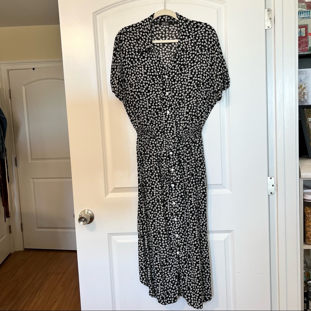 Shibever Women’s Floral Button Up Split Dresses Midi Summer Dress XL